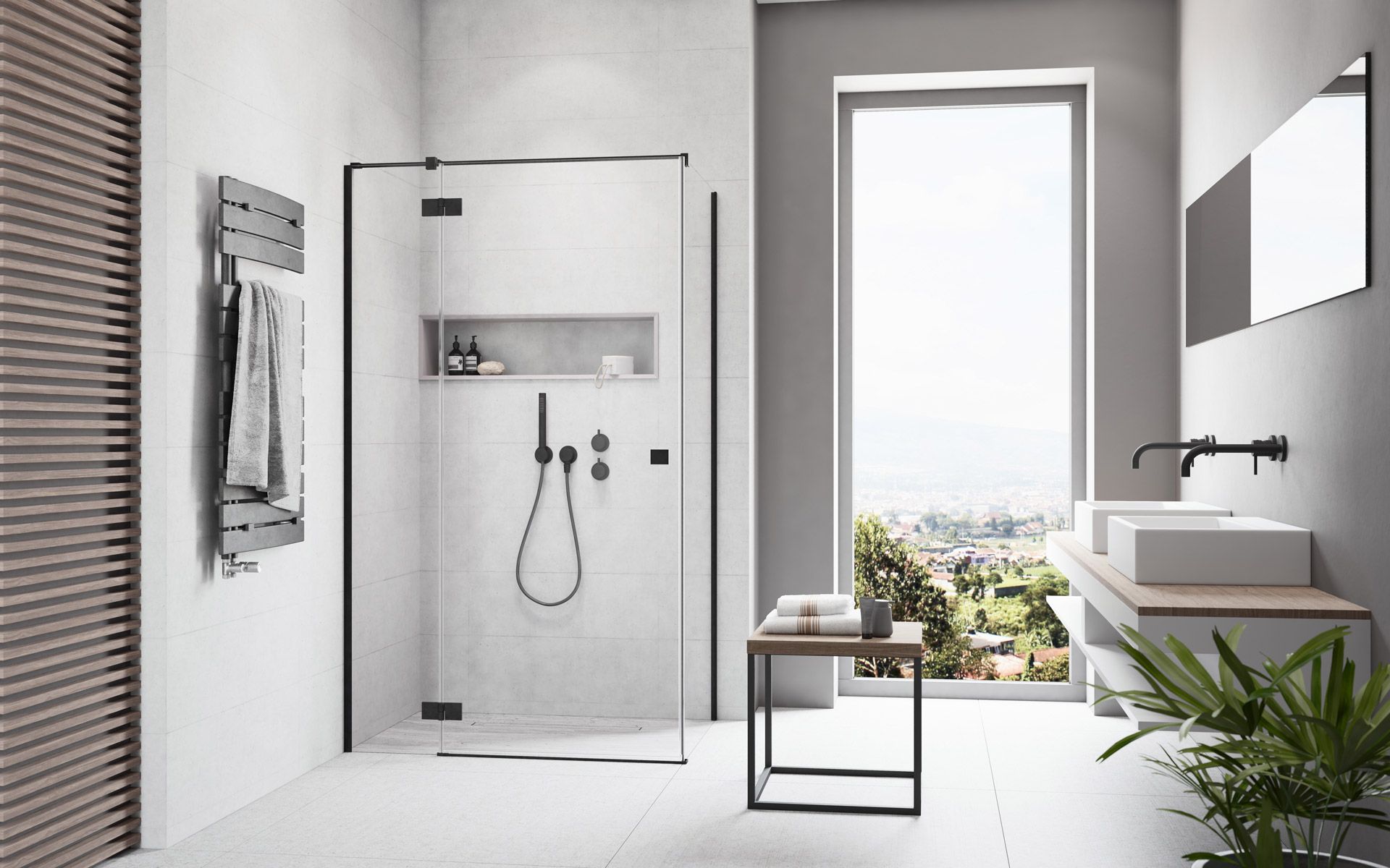 Radaway Essenza New Black KDJ drzwi prysznicowe 100 cm lewe czarny mat/szkło przezroczyste 1385040-54-01L