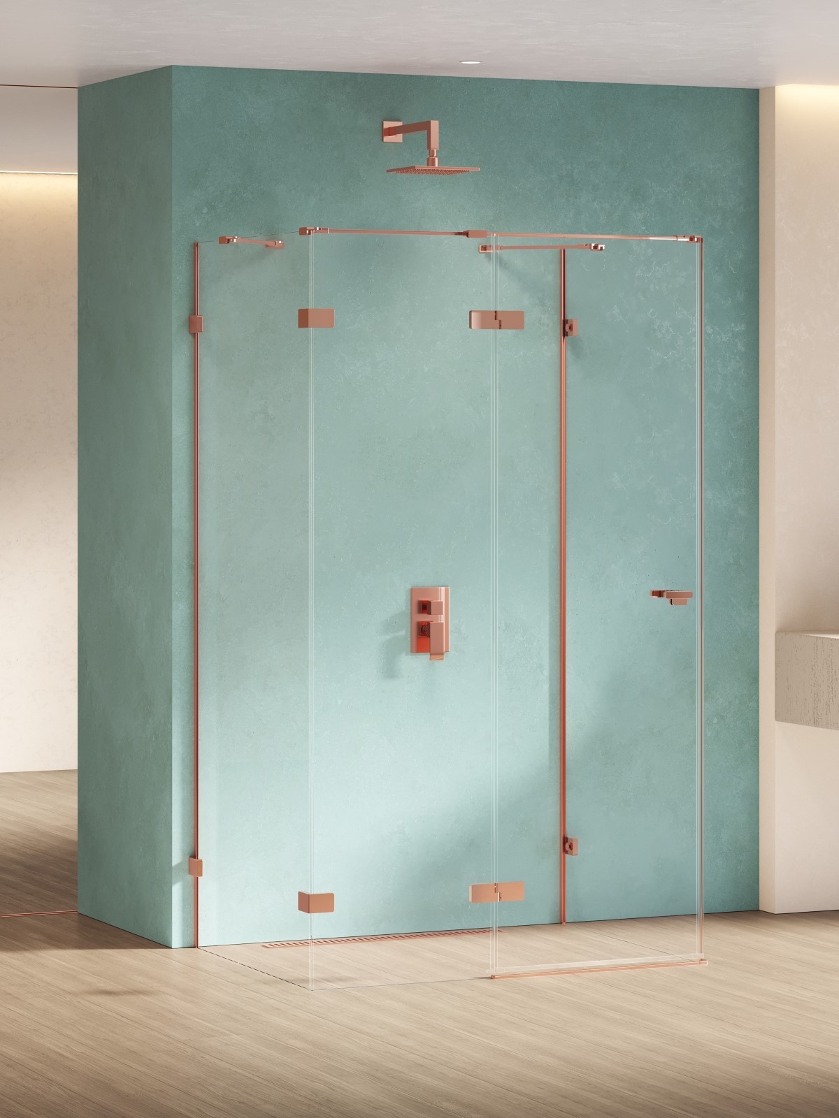 New Trendy Eventa Copper Shine kabina prysznicowa 120x90 cm prostokątna lewa miedź połysk/szkło przezroczyste EXK-6493