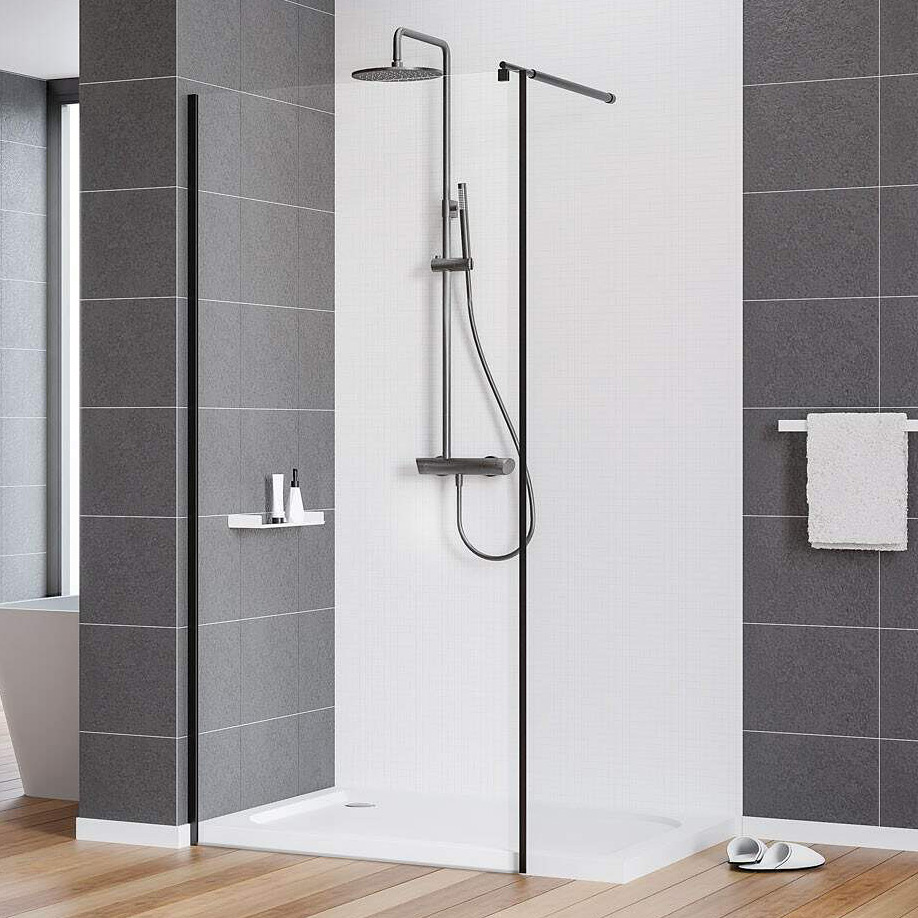 Deante Kerria Plus ścianka prysznicowa walk-in 90 cm czarny mat/szkło przezroczyste KTS_N39P - Wysyłka w 24h