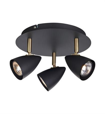 Markslöjd Ciro lampa podsufitowa 3x35W czarny/złoty szczotkowany 106320
