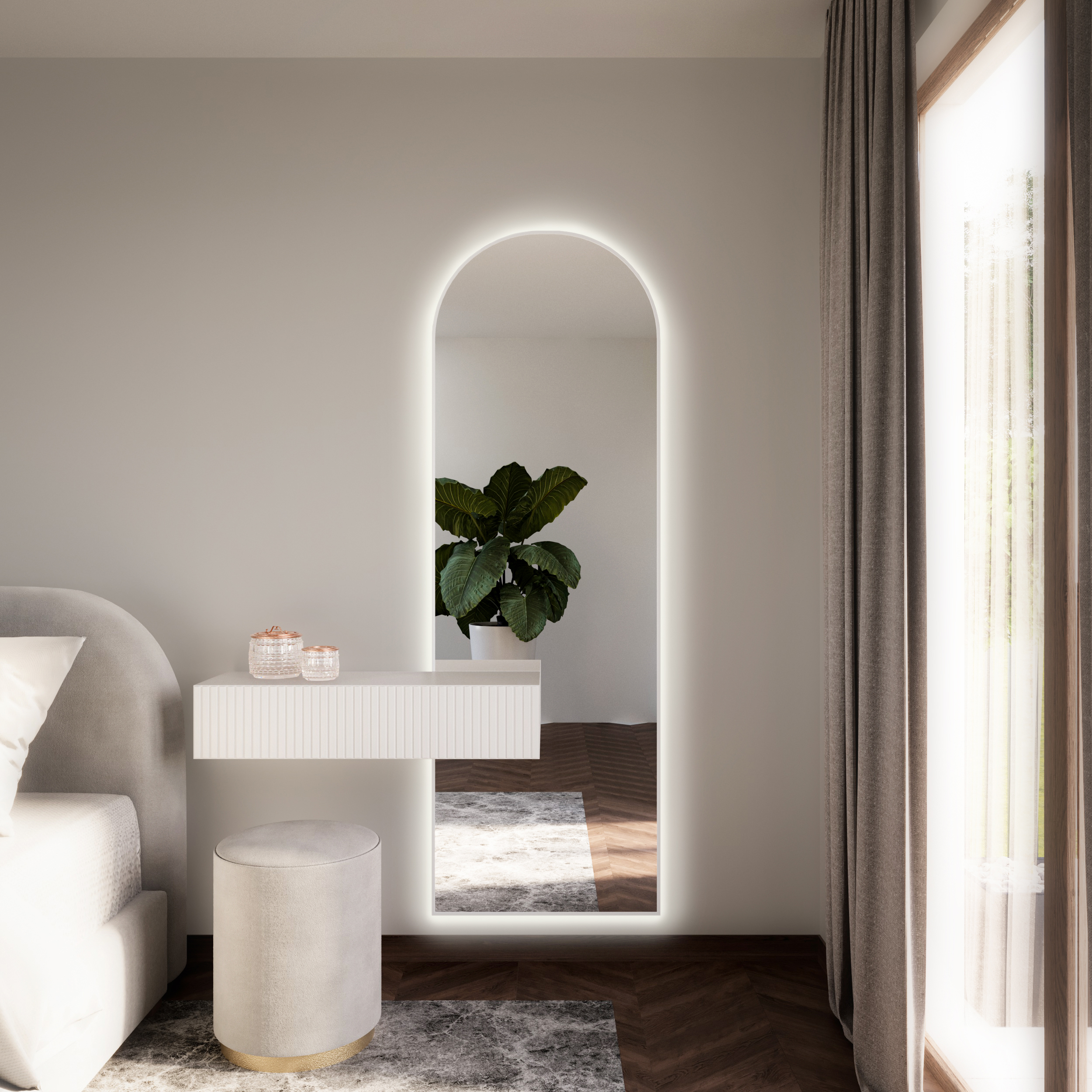 Baltica Design Tiny Border Pastille Cut LED lustro 50x100 cm białe barwa ciepła