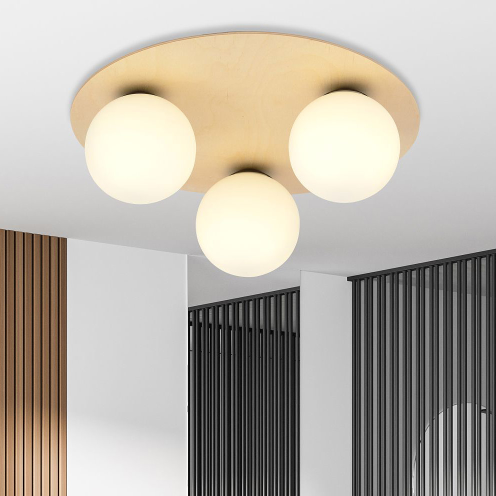 Emibig Kenzo lampa podsufitowa 3x10 W drewno-opal 1142/3B