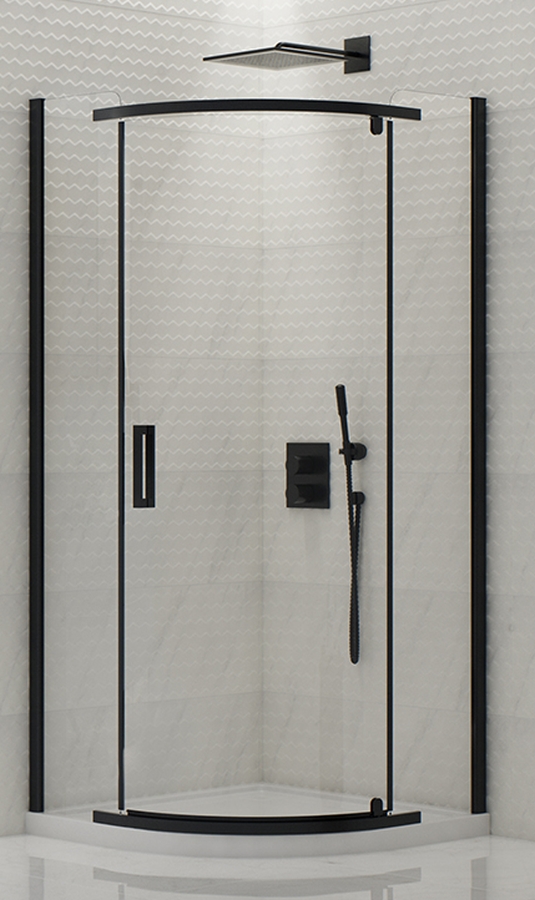Darmowa Dostawa - Kabina prysznicowa 90x90 cm półokrągła czarny mat/szkło przezroczyste New Trendy New Komfort Black K0469