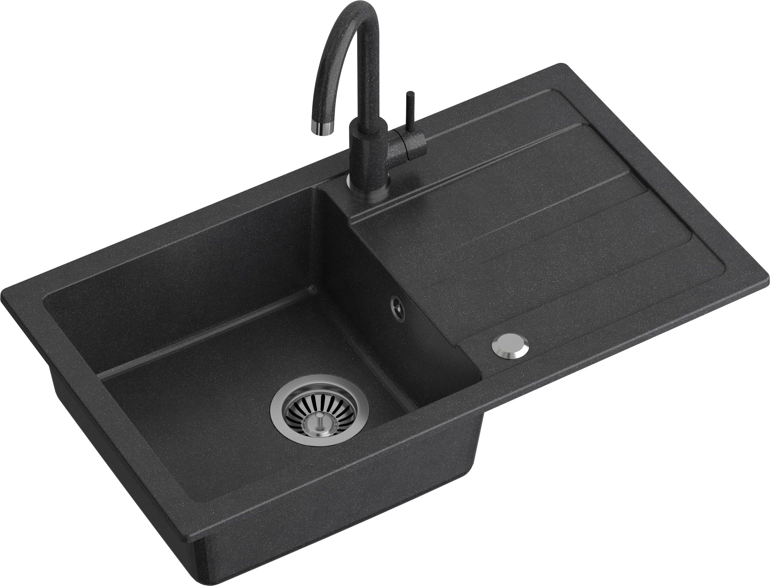 Darmowa Dostawa - Zlewozmywak z baterią czarny/czarny Quadron Go Max LATQ7744GMCZ
