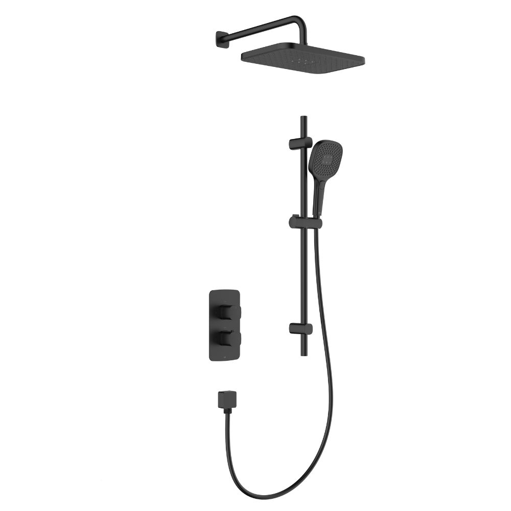 Darmowa Dostawa - Zestaw prysznicowy podtynkowy termostatyczny z deszczownicą czarny KFA Armatura Malaga Black 575930181