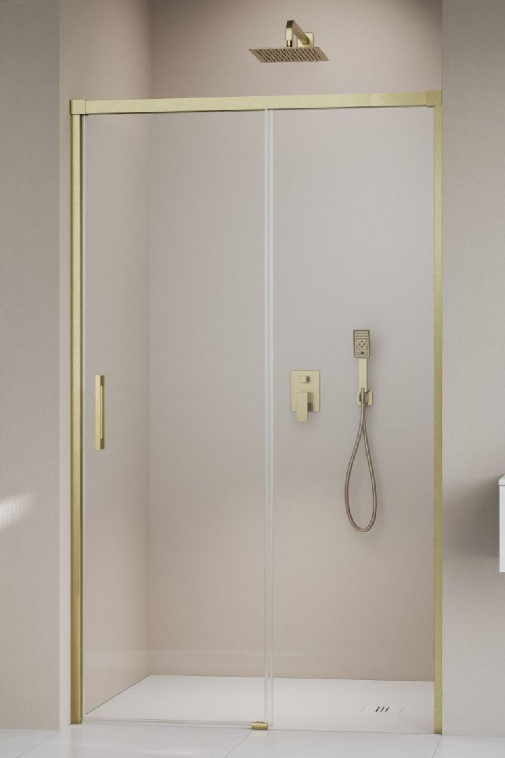 Darmowa Dostawa - Drzwi prysznicowe 140 cm rozsuwane złoty szczotkowany/szkło przezroczyste Radaway Idea Brushed Gold DWJ 3870189901R