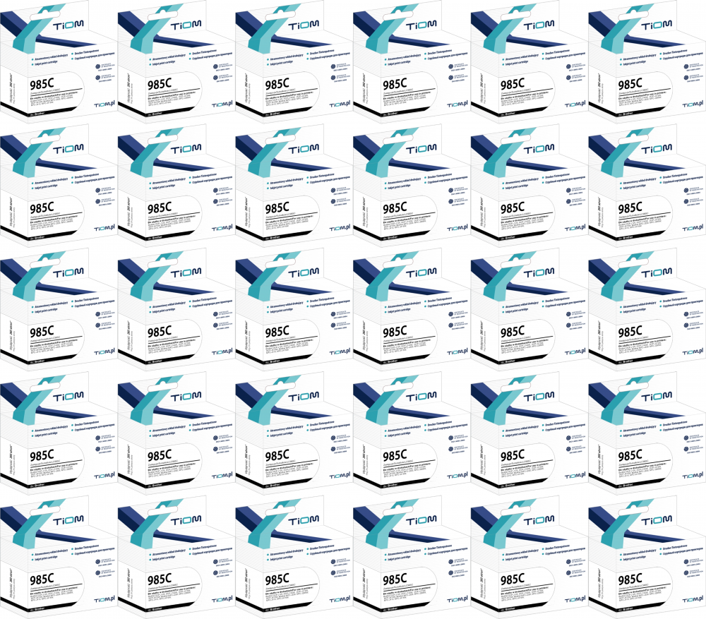 30x Tusz Tiom Ti-B985C LC-985 C (LC985C), 260 stron, cyan (błękitny)