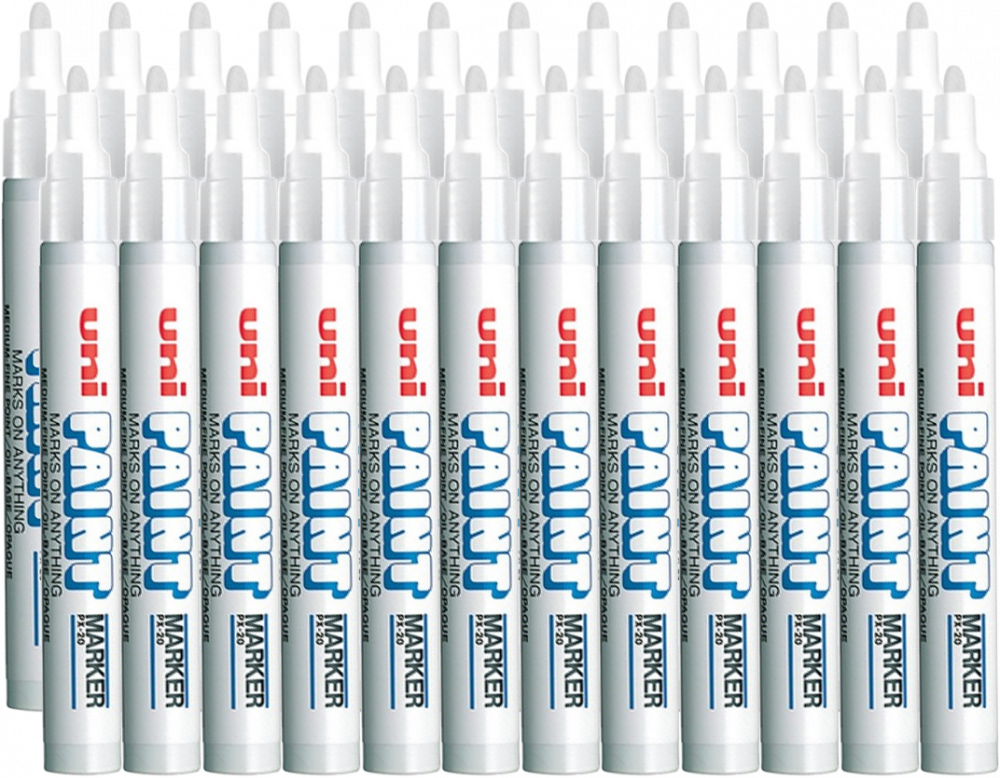 24x Marker olejowy UNI PX-20, okrągła, 2.2-2.8mm, biały