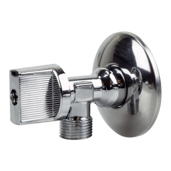 Zawór kulowy kątowy 1/2x3/8 antykamienny z metalowym pokrętłem Tycner