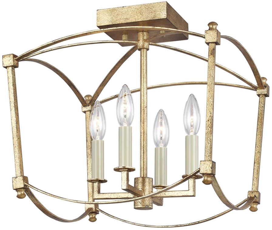 Quintiesse Thayer lampa podsufitowa 4x40 W antyczne złoto QN-THAYER-SF-ADB
