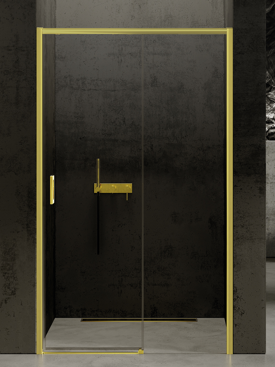 New Trendy Prime Light Gold drzwi prysznicowe 150 cm prawe złoty połysk/szkło przezroczyste D-0431A - Wysyłka w 24h