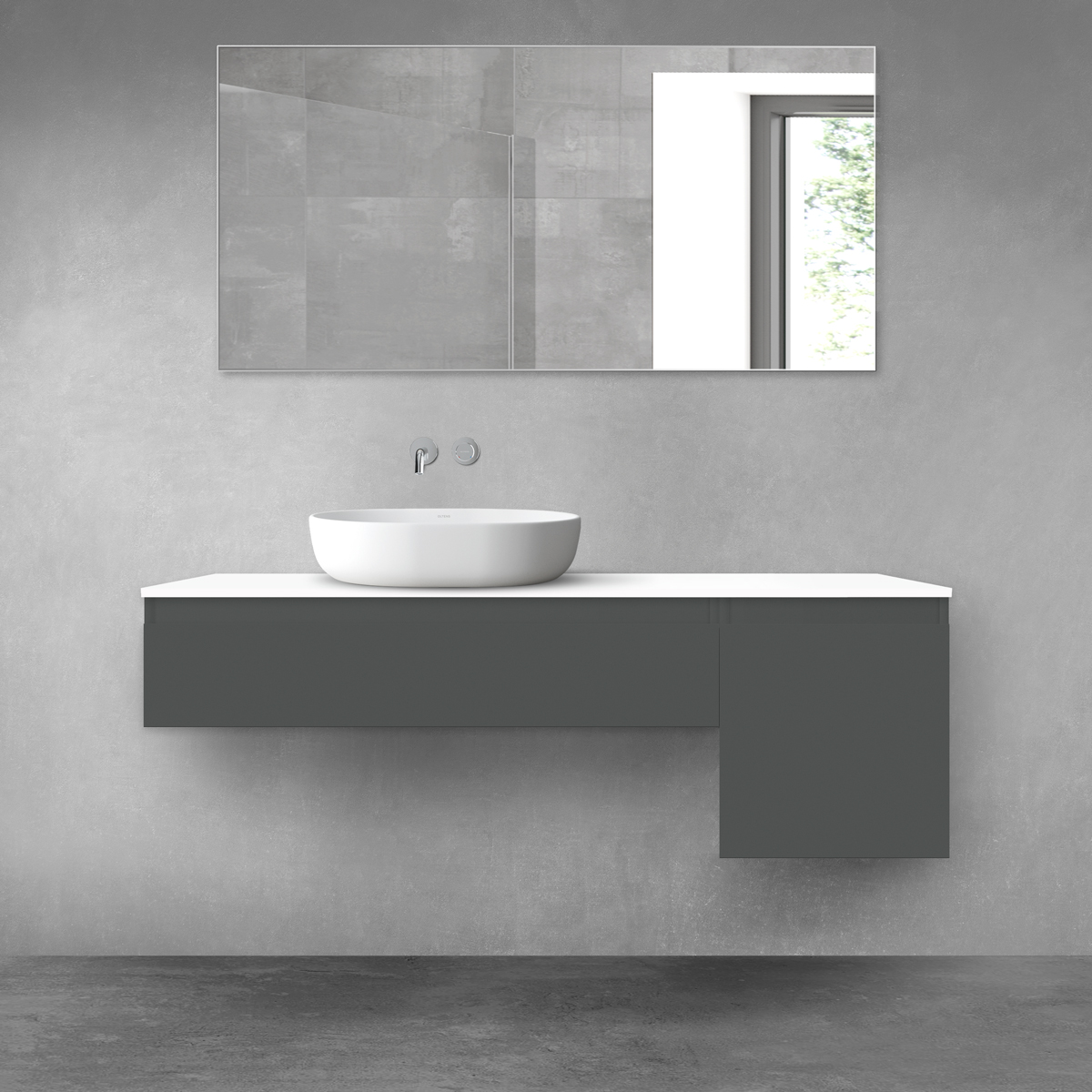 Oltens Vernal zestaw mebli łazienkowych 140 cm z blatem grafit mat/biały połysk 68284400 - Wysyłka w 24h