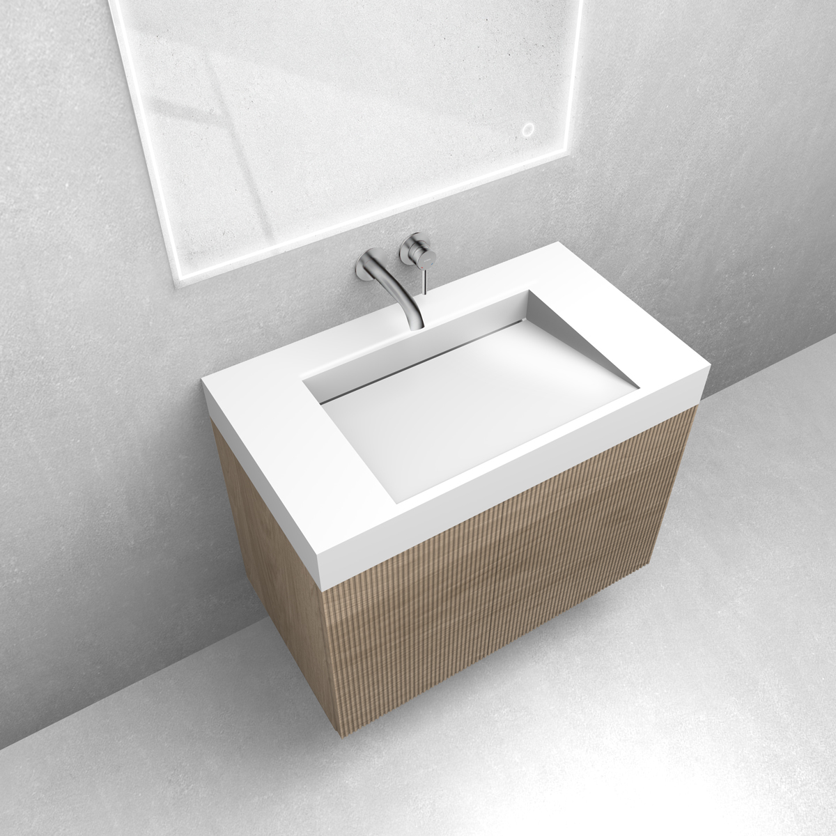 Zestaw Oltens Lun szafka podumywalkowa 80 cm z umywalką Stila LavaForm dąb/biały połysk 68790060 - Wysyłka w 24h