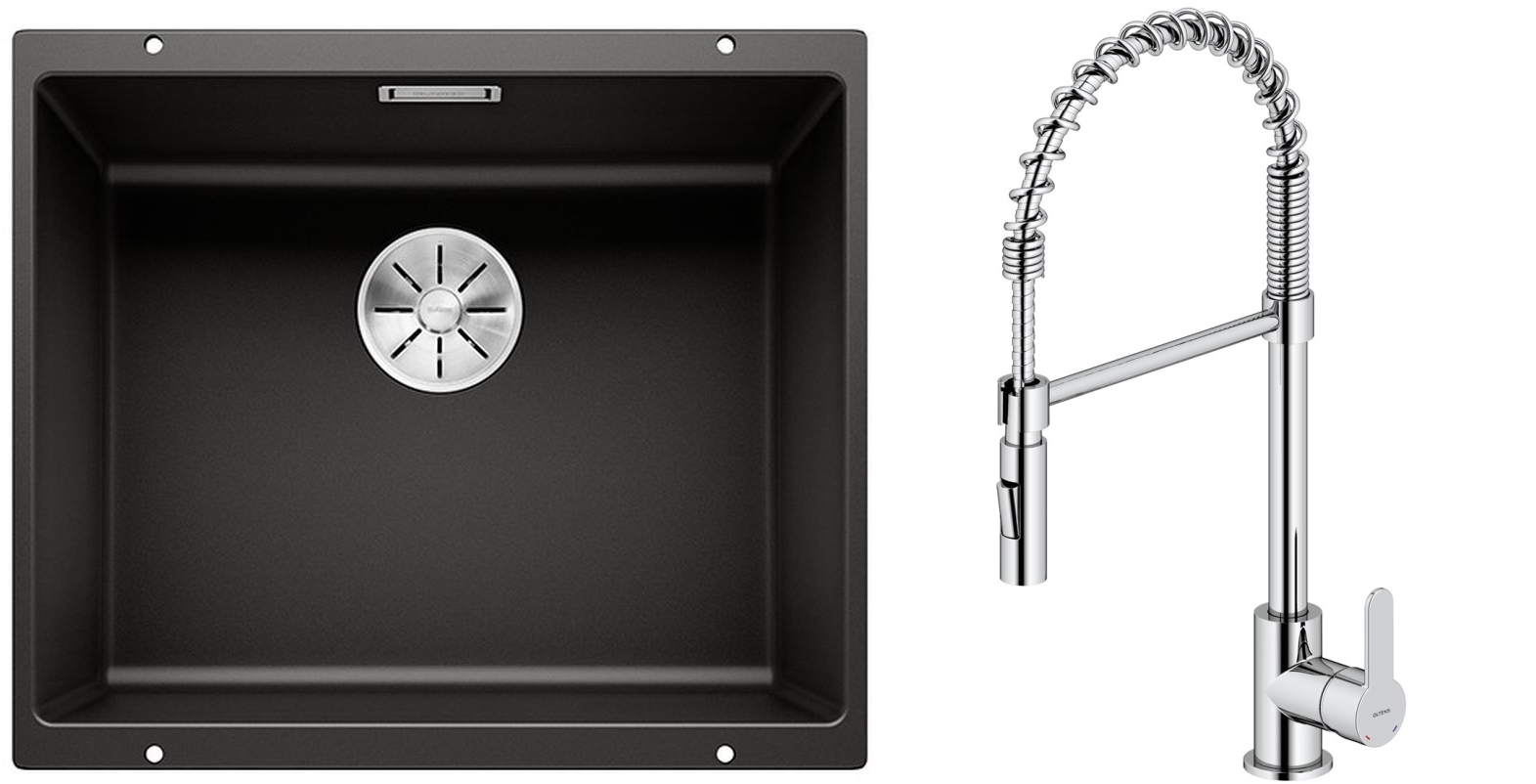 Darmowa Dostawa - Zlewozmywak z baterią czarny/chrom Blanco Subline 500-U abset4670