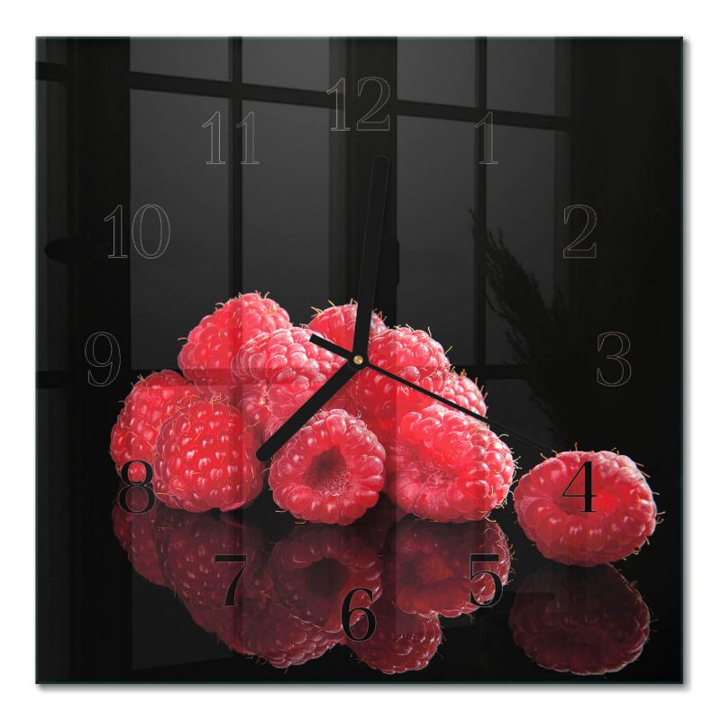 Zegar Ścienny Nowoczesny Tulup 30x30 cm z Czarnymi Wskazówkami Maliny 1 szt.