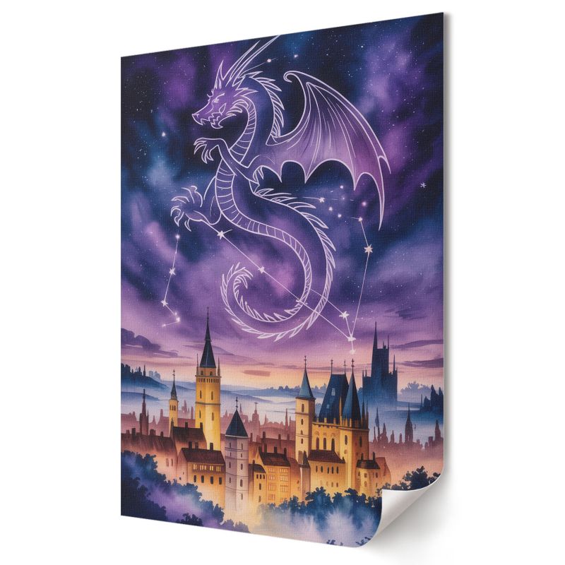 Plakat na płótnie Wallfluent Format A2 Smok i zamek Studio Pixel 1 szt.