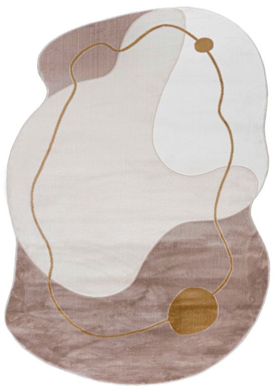 Dywan Dwustronny Wewnętrzny SILA LUX Owalny Mazovia 140 x 200 cm Beżowy Motyw Abstrakcyjny 1 szt.
