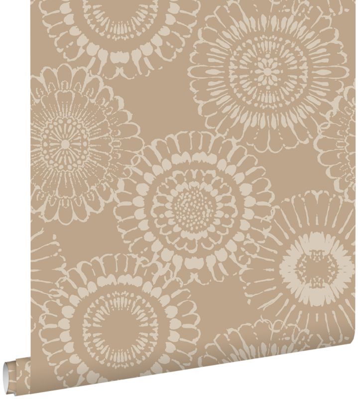 Tapeta ESTAhome kwiaty ciemny beż 50 x 900 cm - 1 rol.