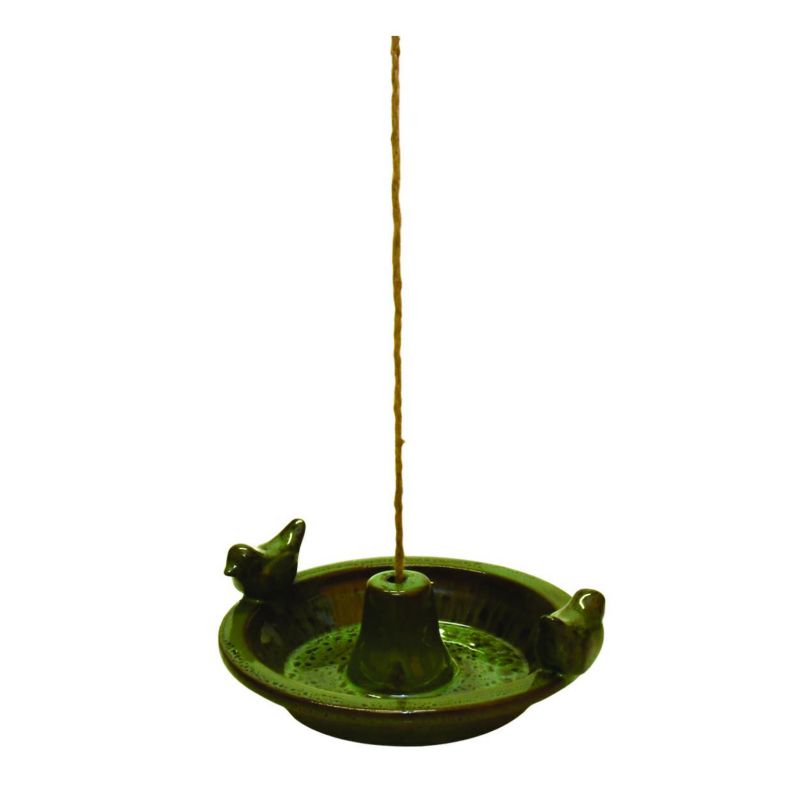 Wiszące poidełko dla ptaków Esschert Design ceramiczne zielone 30x27,6x10,2 cm 1 szt.
