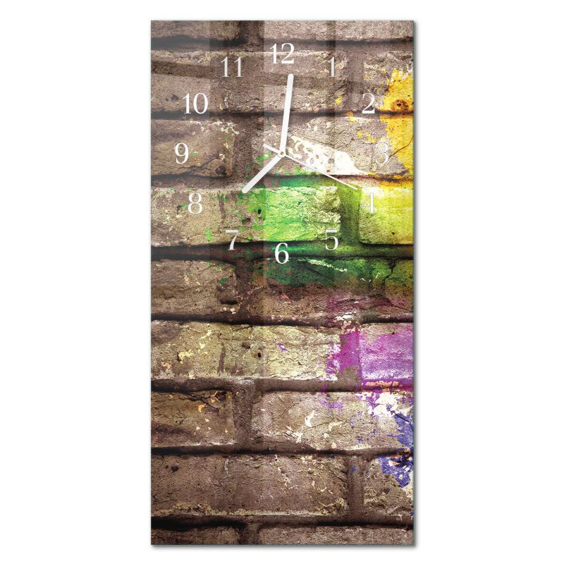Designerski Zegar Ścienny Tulup 30x60 cm z Białymi Wskazówkami Cegła 1 szt.