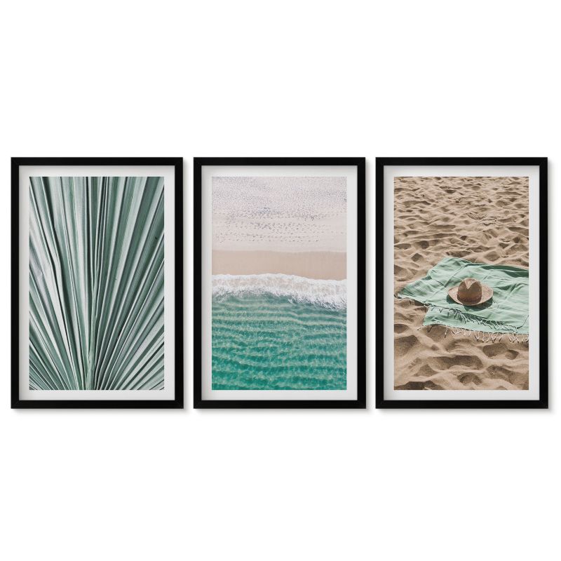 Komplet obrazów czarna rama Tulup 40x60 cm Wakacyjne widoki plaża morze Galeria ścienna 1 kpl