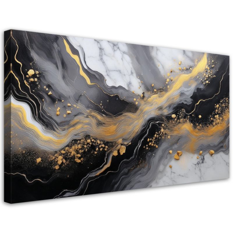 Obraz na płótnie Feeby Abstrakcja Marmur Złoty Czarny 100x50cm 1szt