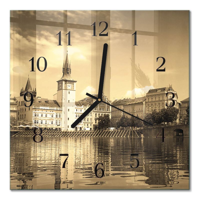 Zegar Ścienny Kuchenny Tulup 30x30 cm z Czarnymi Wskazówkami Zamek Sepia 1 szt.