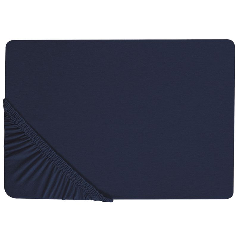 Prześcieradło z gumką Hofuf Bawełna 160 x 200 cm Granatowy 1 szt.
