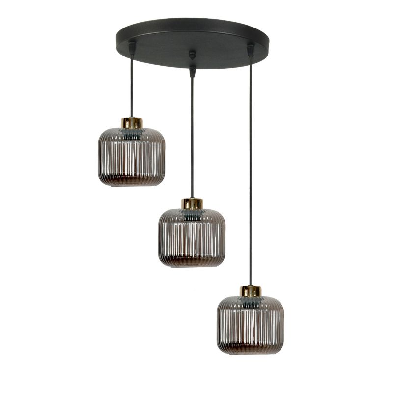 Lampa wisząca EDYLIT sufitowa zwis kaskada industrialna grafit klosze loft 3xE27 KORN 14-972 1 szt.