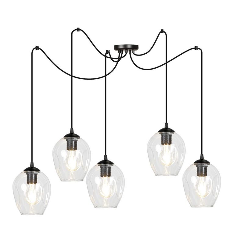 Lampa sufitowa Emibig Level czarno-przezroczysty wym: 200 x 14 x 14 cm 5xE27 x 15W 1 szt.