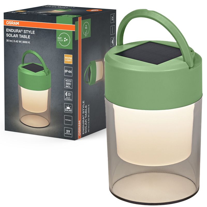 Lampa Solarna Osram Ogrodowa Latarenka 0.42W 20lm 3000K Ściemnialna Zielony IP44 1 szt.