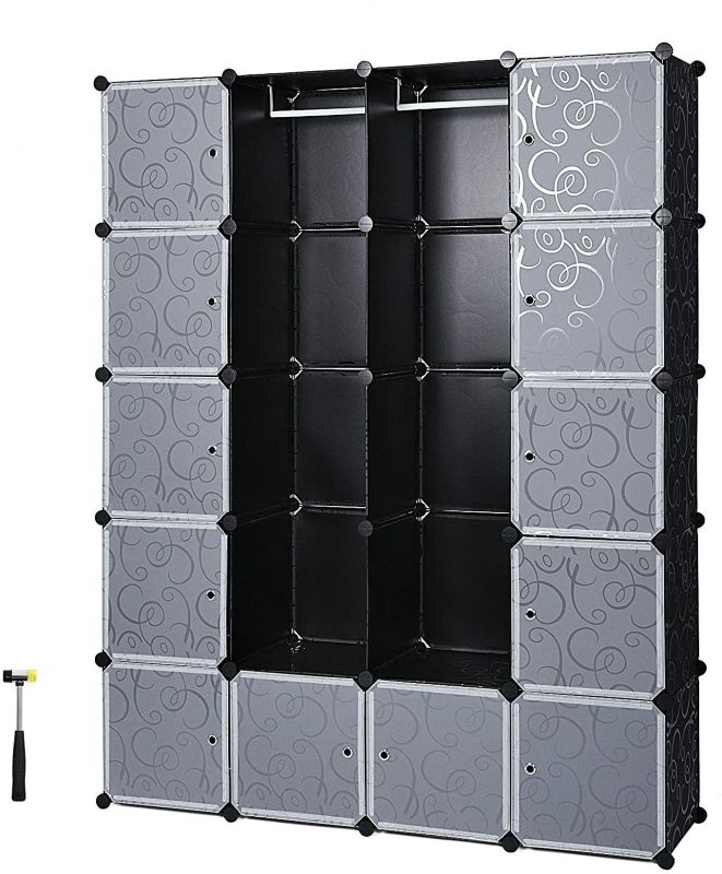 Modułowa szafa na ubrania Songmics czarna 143 cm 1 szt.