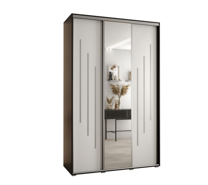 Szafa przesuwna Abiks DAVOS 9 wysoka szer.150cm gł.45cm czarny/biały/srebrny 1szt.