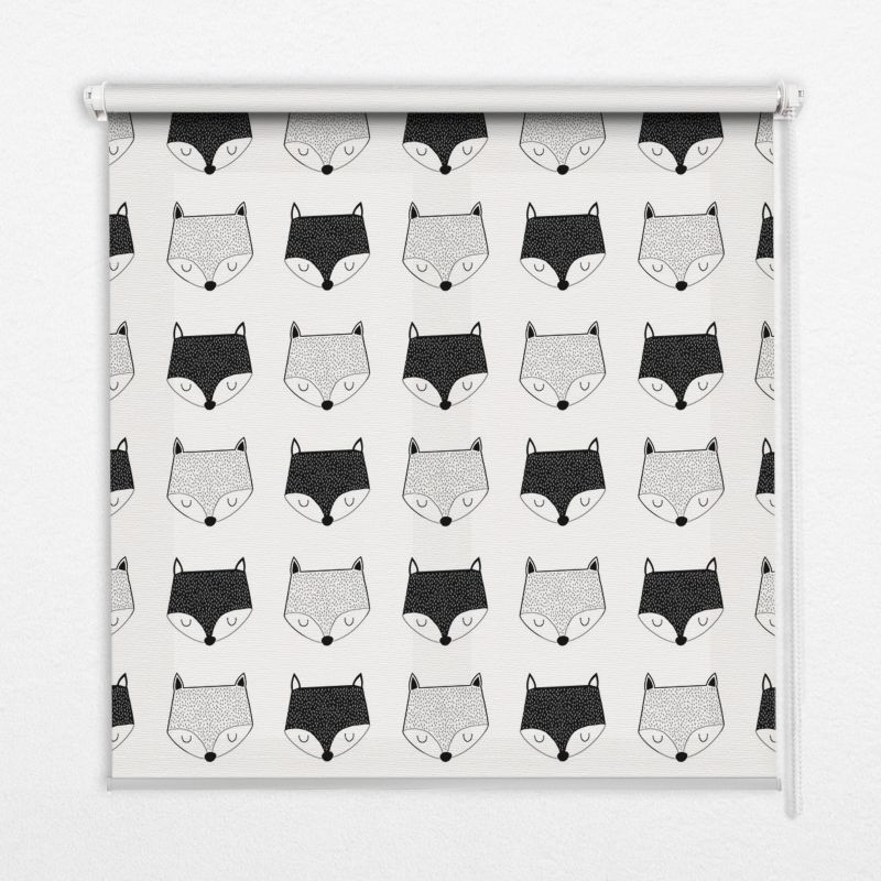 Roleta Wzorzysta Tulup 100x140 cm Rysowane Głowy Lisów Montaż do ściany/sufitu 1 szt.