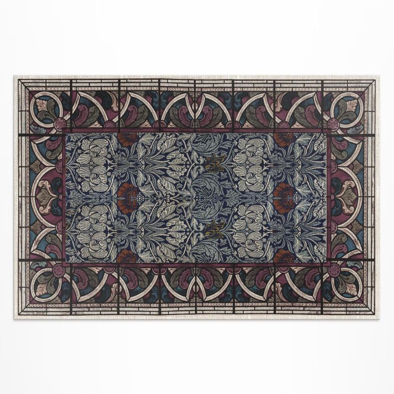 Winylowy Chodnik Zewnętrzny Wallfluent 140x210 cm Gotyckie czerwone witraże 1 szt.