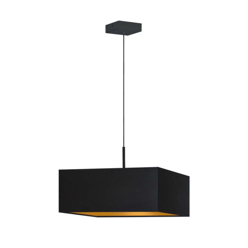 Lampa wisząca Volta Light Factory sufitowa regulowana z abażurem kwadrat Czarny ze złotem FIESTA 1szt.