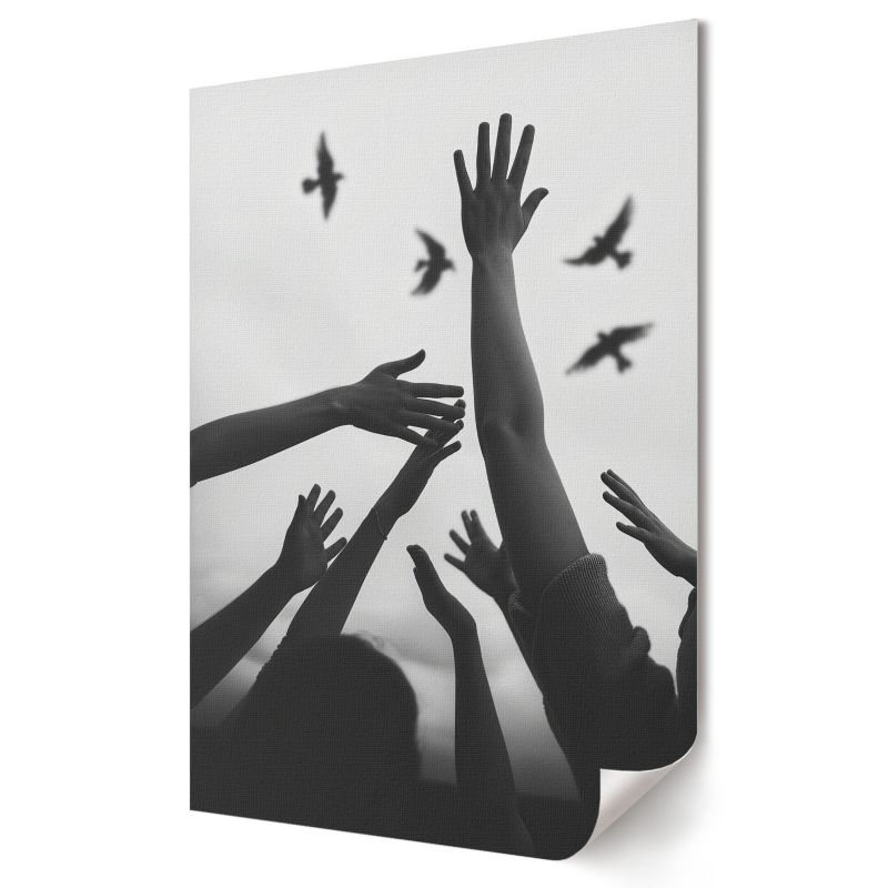 Plakat canvas Wallfluent Format A1 Dłonie i ptaki Kolektyw Parallel Form 1 szt.