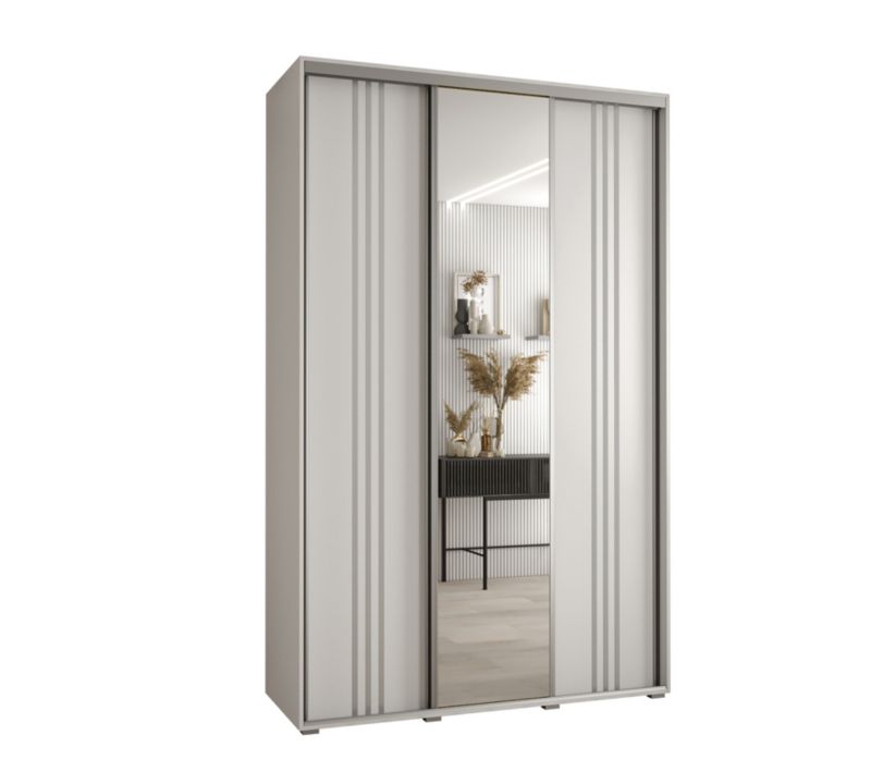 Szafa przesuwna Abiks DAVOS 7 wysoka szer.150cm gł.60cm biały/biały/srebrny 1szt.