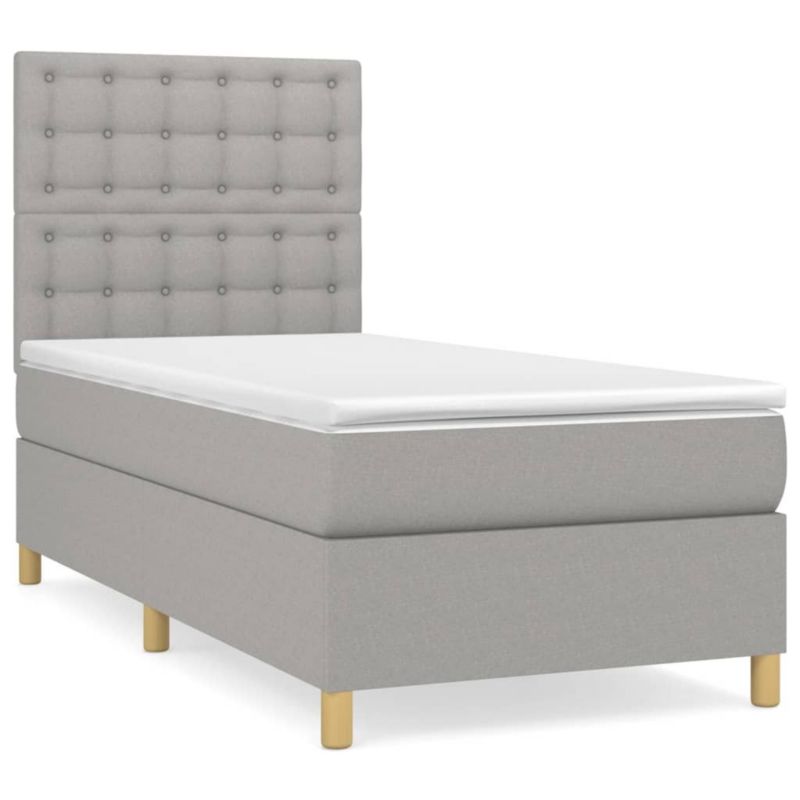 Łóżko kontynentalne WaszeMeble 100x200 cm jasnoszare WM-3142633 1 szt.
