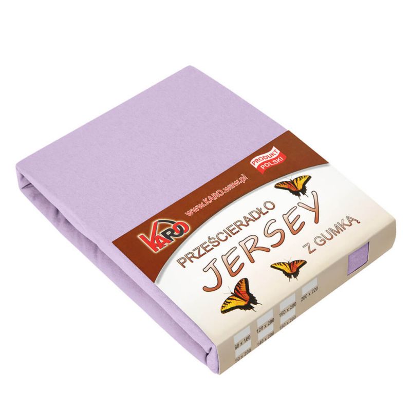 Prześcieradło jersey z gumką 150g/m2 KARO 160x200 wrzosowe 1 szt.