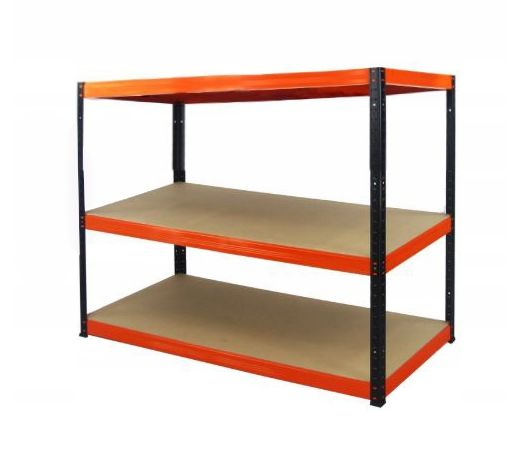 Regał magazynowy garażowy metalowy MODO24 czarno-pomarańczowy helios 106x180x40cm 3 półki po 275 kg 1 szt.