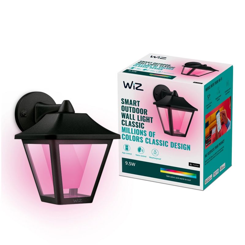 Kinkiet Ogrodowy WiZ outdoor classic WiZ Lampa Zewnętrzna 9.5W 600lm 2700-5000K RGB TW Czarna 1 szt.