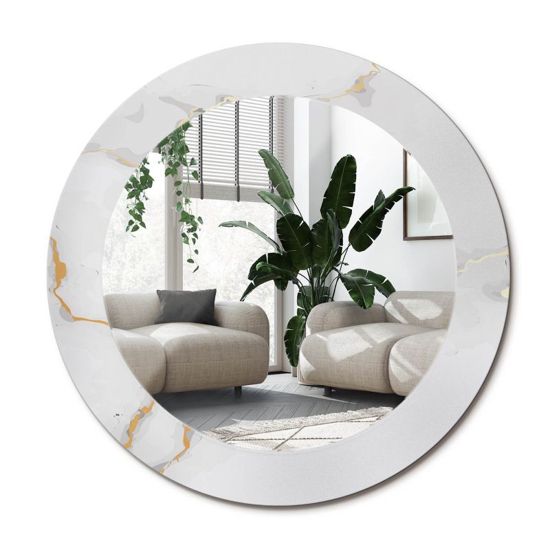 Łazienkowe lustro z ramą Wallfluent fi60 cm Biały marmurek 1 szt.