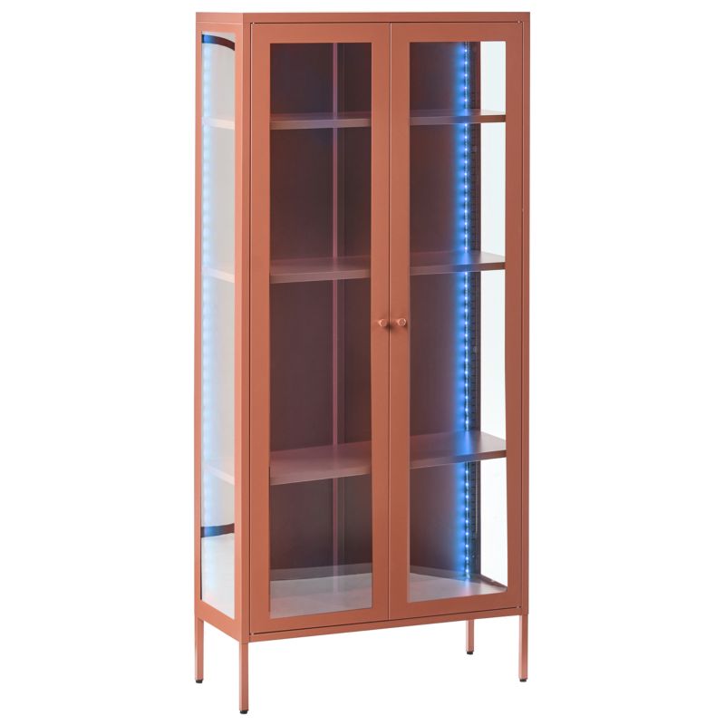 Witryna ze szklaną gablotą LED Harty Metal 80 cm Złoty brąz 1 szt.