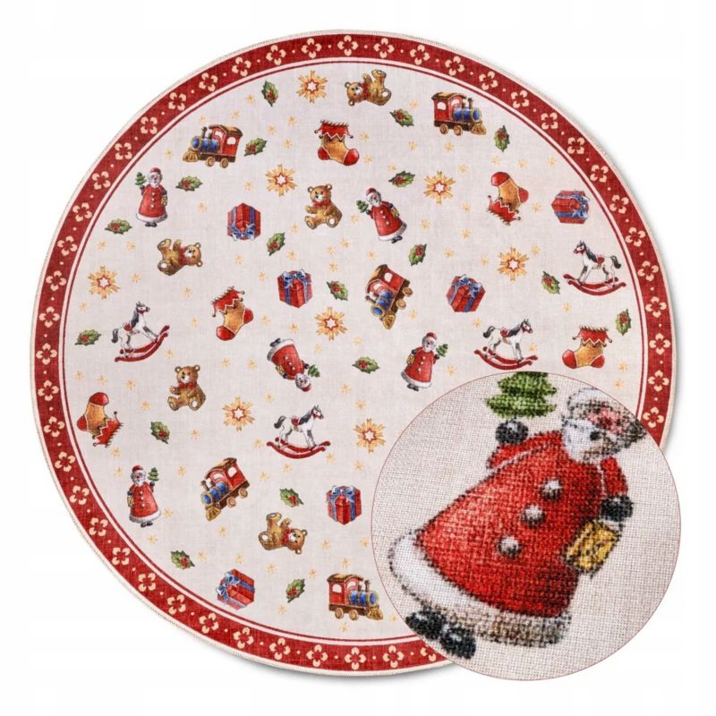 Dywan Villeroy&Boch pod choinkę świąteczny okrągły 150cm, antypoślizgowy płasko tkany 1 szt.