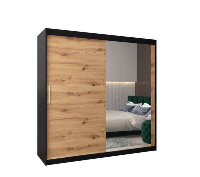 Szafa przesuwna Garderoba Abiks Tokyo 2 200 czarny + artisan 1 szt.