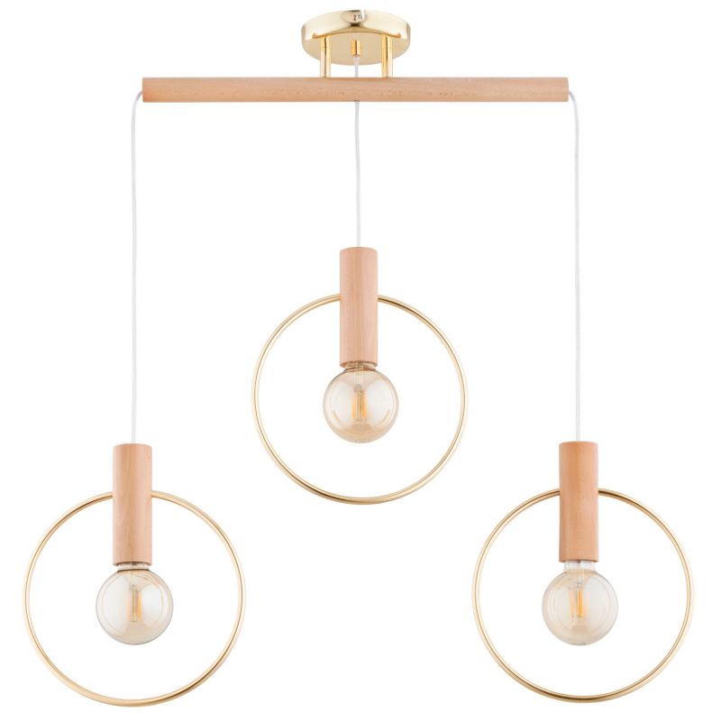 Lampa wisząca Alfa ARISA jasne drewno-złota 3xE27x15W IP20 wym:80x80x27cm - 1 szt.