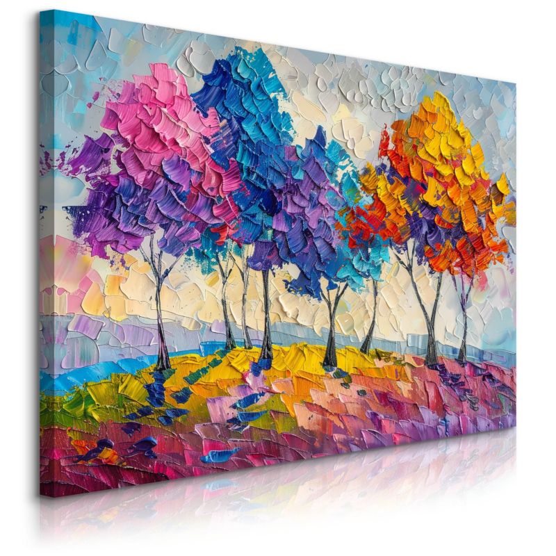 Obraz Muralo Kolorowe Drzewa Abstrakcja Malarstwo Las 90x60 cm 1 szt.