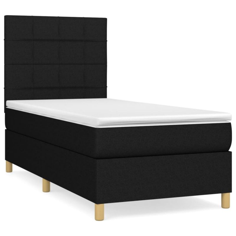 Łóżko z materacem WaszeMeble 90x190 cm Czarny tkanina WM-3142299 1 szt.