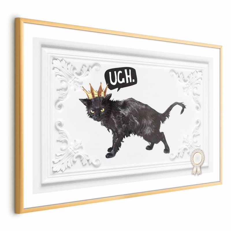 Plakat Artgeist Kot w koronie 30x21 cm z ramą złotą 1 szt